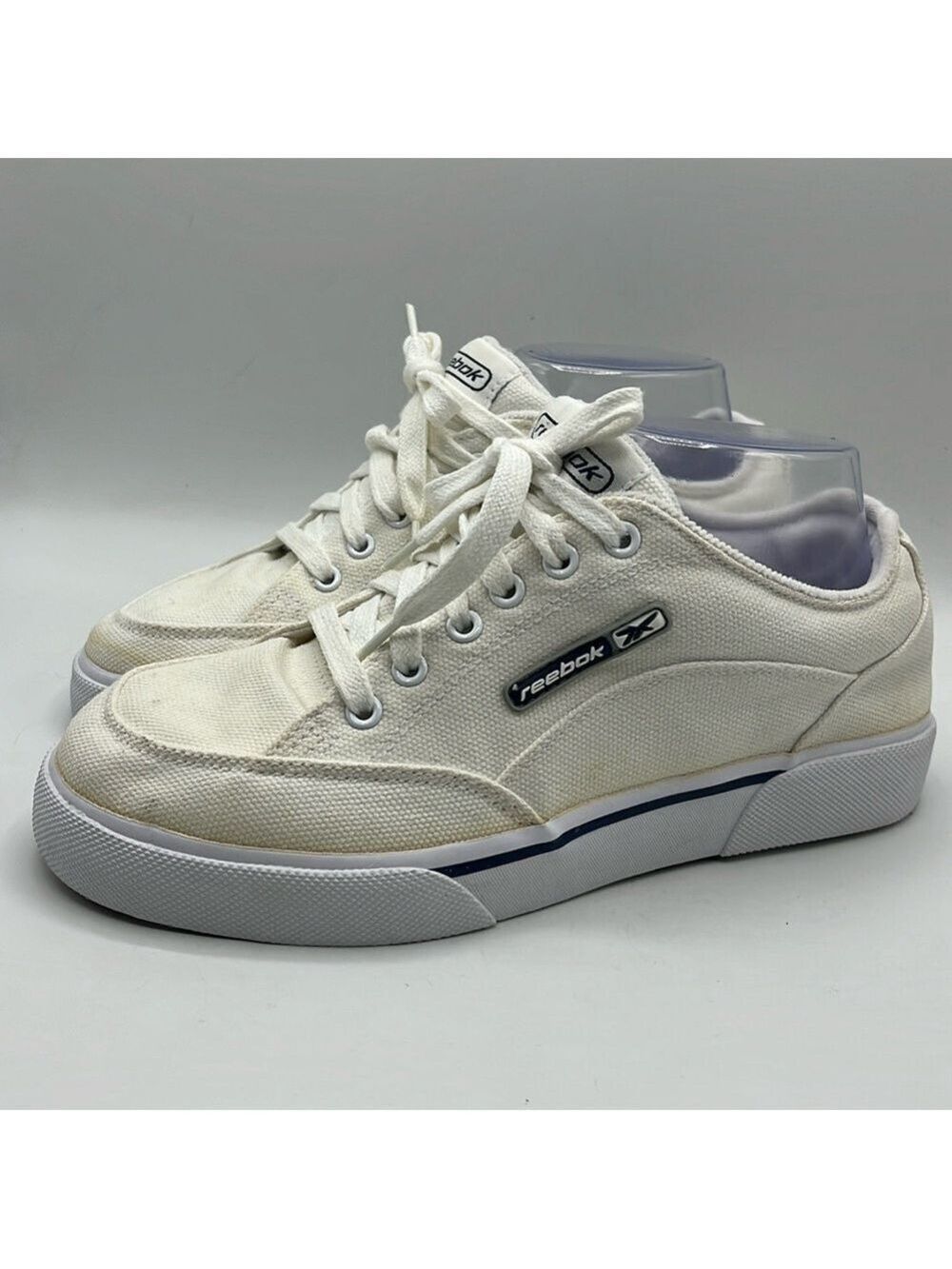 Reebok Canvas Trainers Skate Sneakers Lace Up Padded Off White Size 7.5
